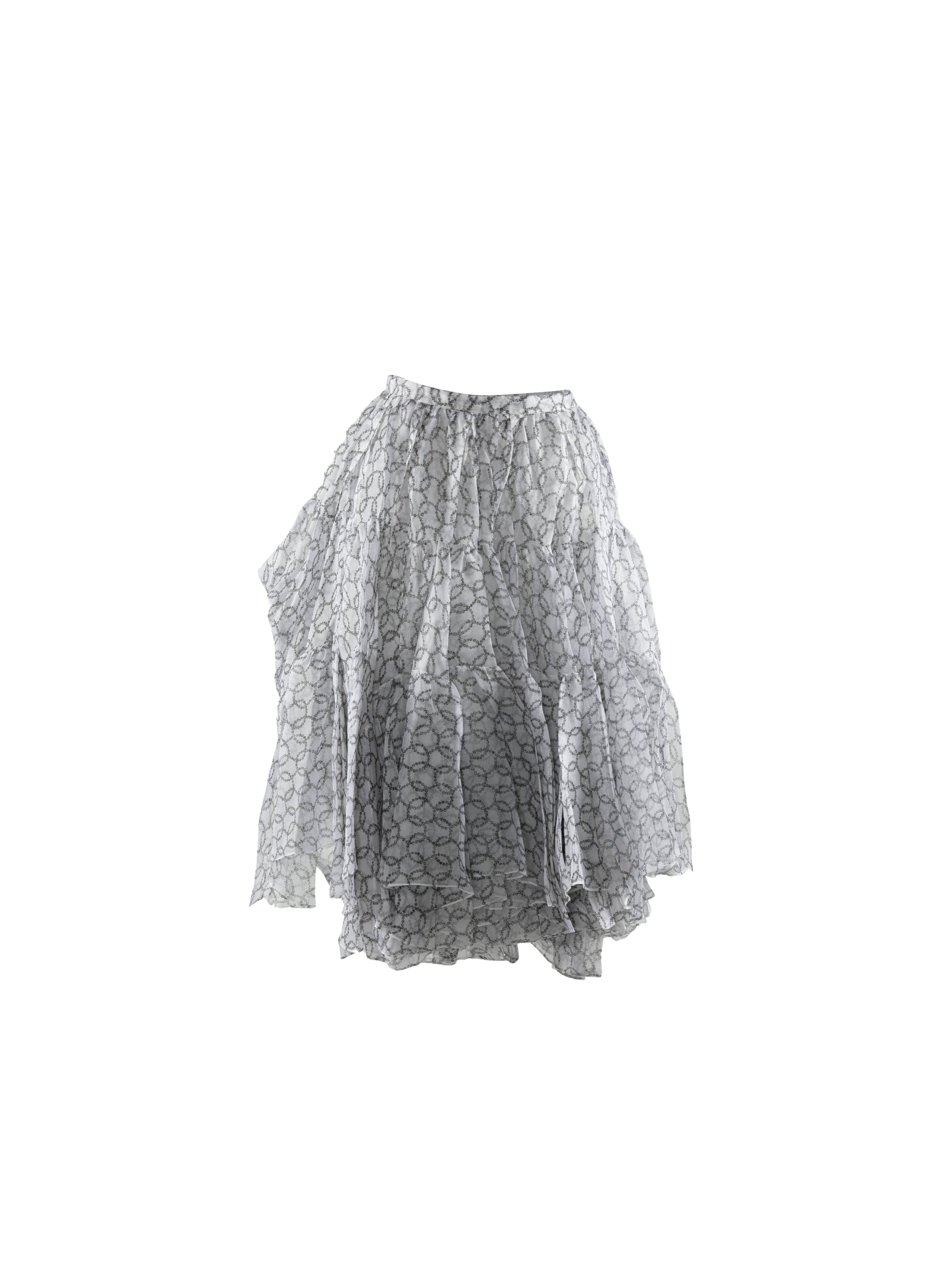 Organza skirt with silk rings - White & Black