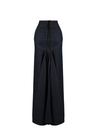 Denim lace-up skirt - Dark Navy