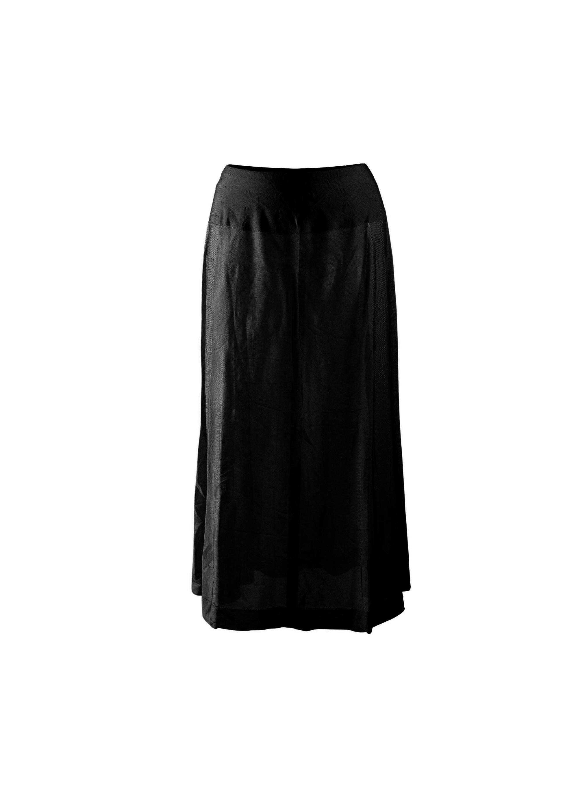 Plain sheer long skirt bottom - Black intense