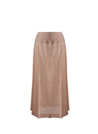 Plain sheer long skirt bottom - Nude Pink
