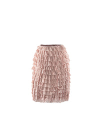 Short silk skirt with ruffles - Flesh Pink