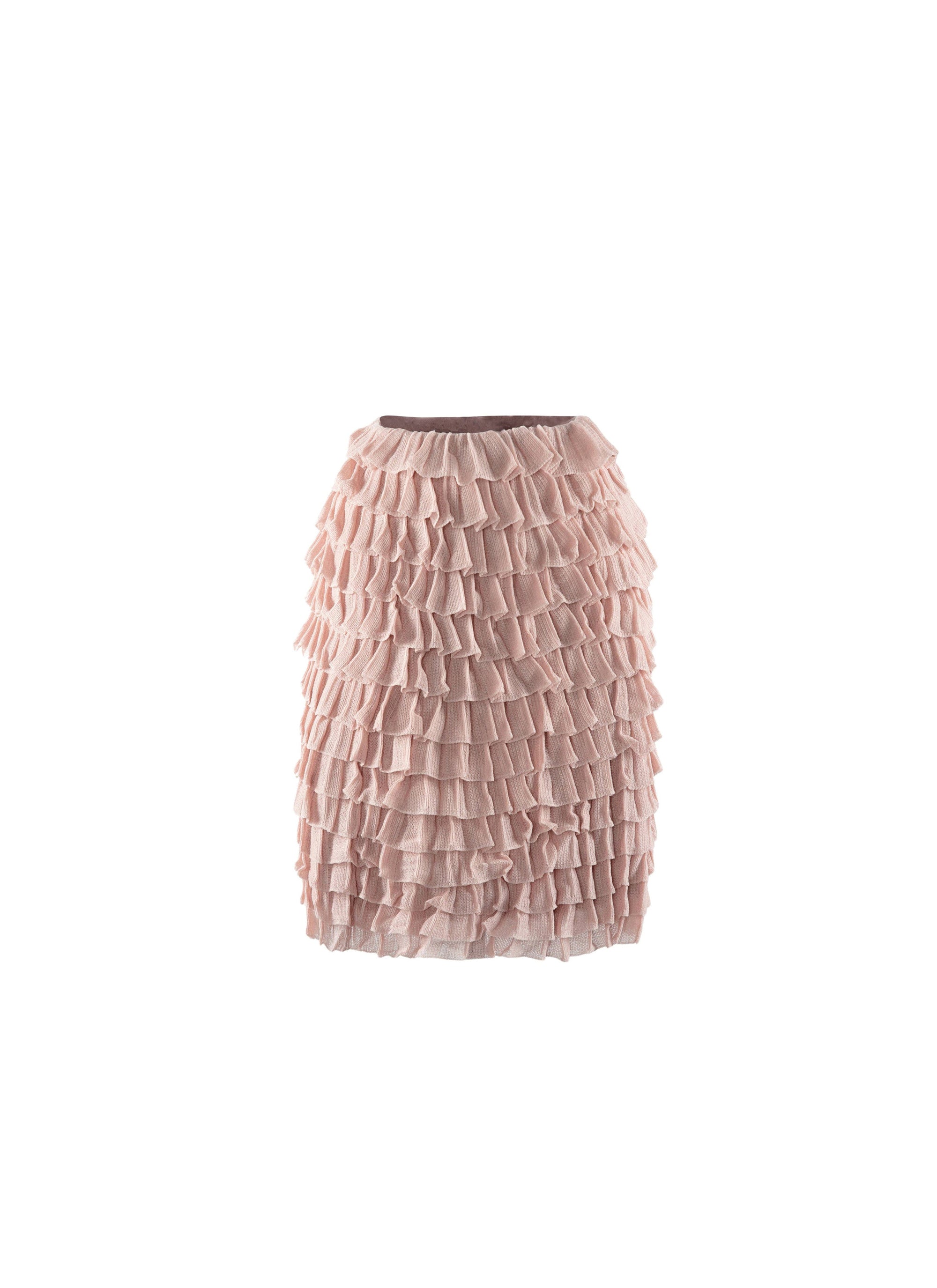 Short silk skirt with ruffles - Flesh Pink