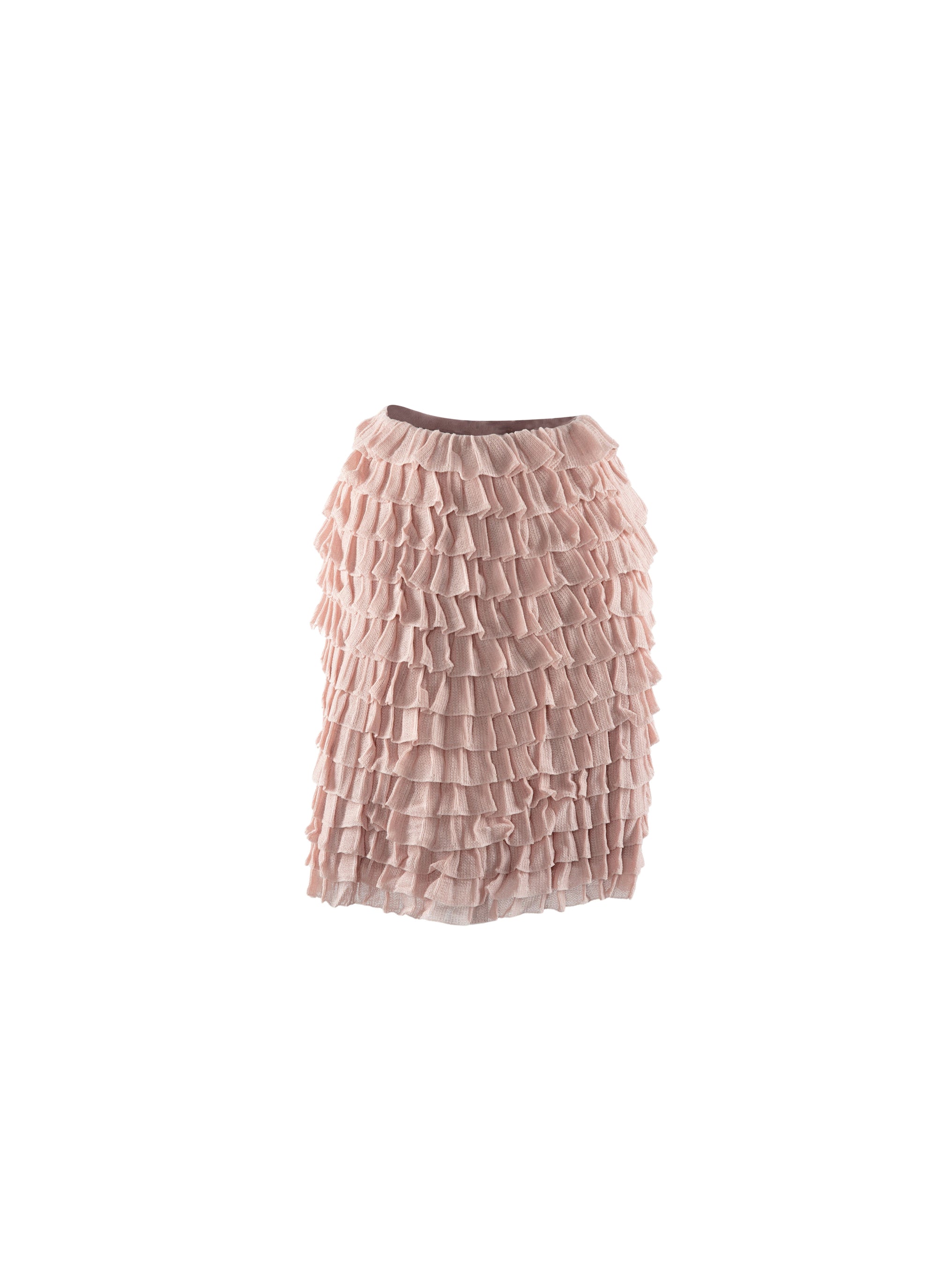 Short silk skirt with ruffles - Flesh Pink