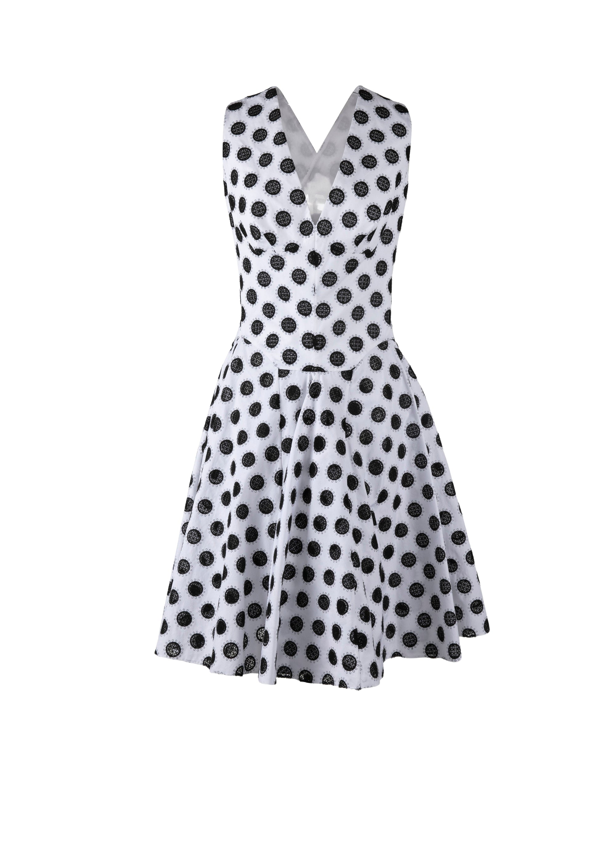 Robe brodée manches - Blanc & Noir