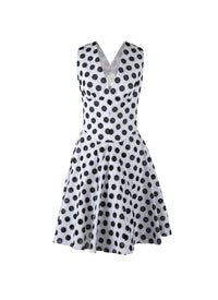Embroidered dress with sleeves - White & Black