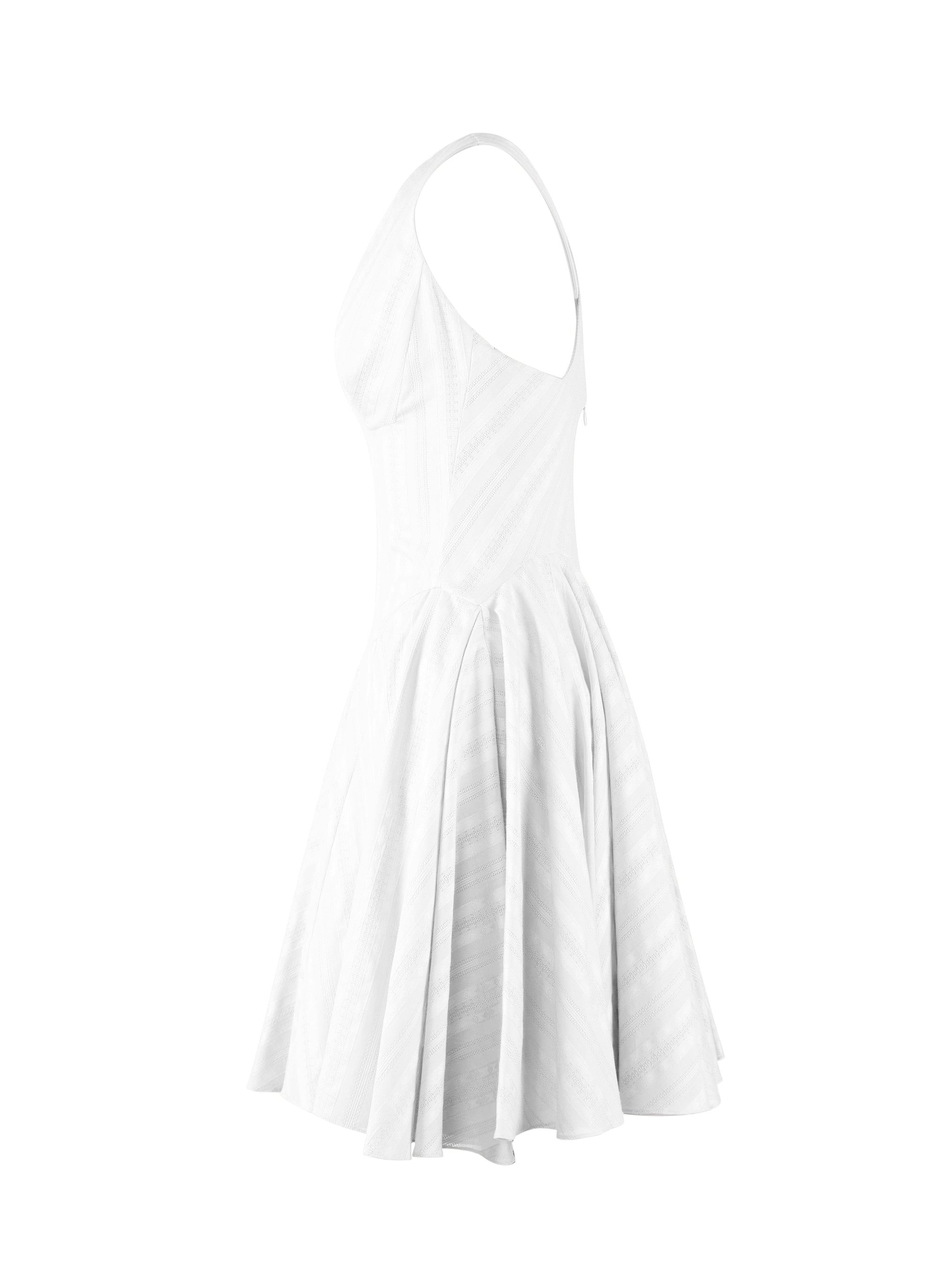 Cross-back flared dress - White