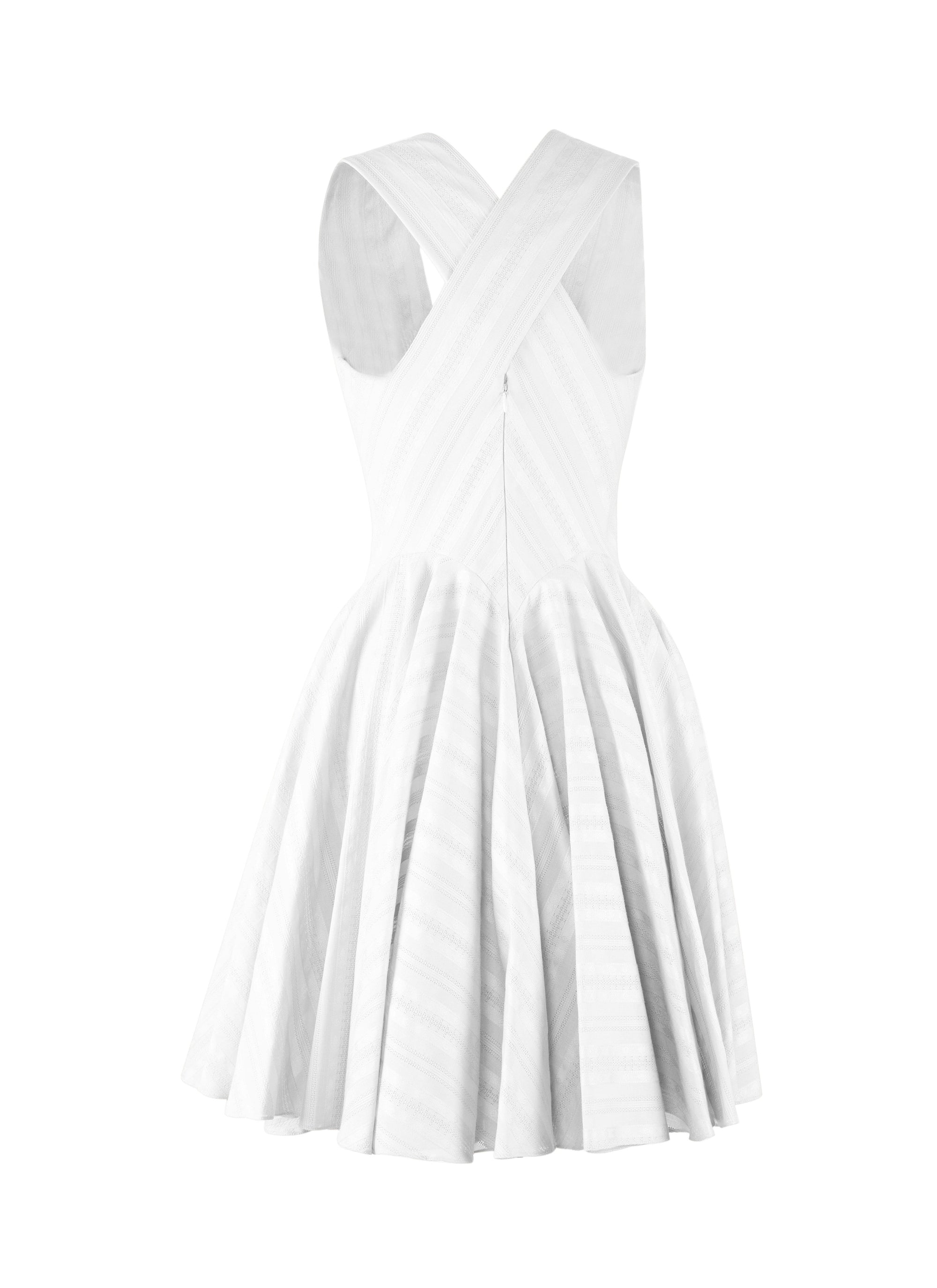 Cross-back flared dress - White