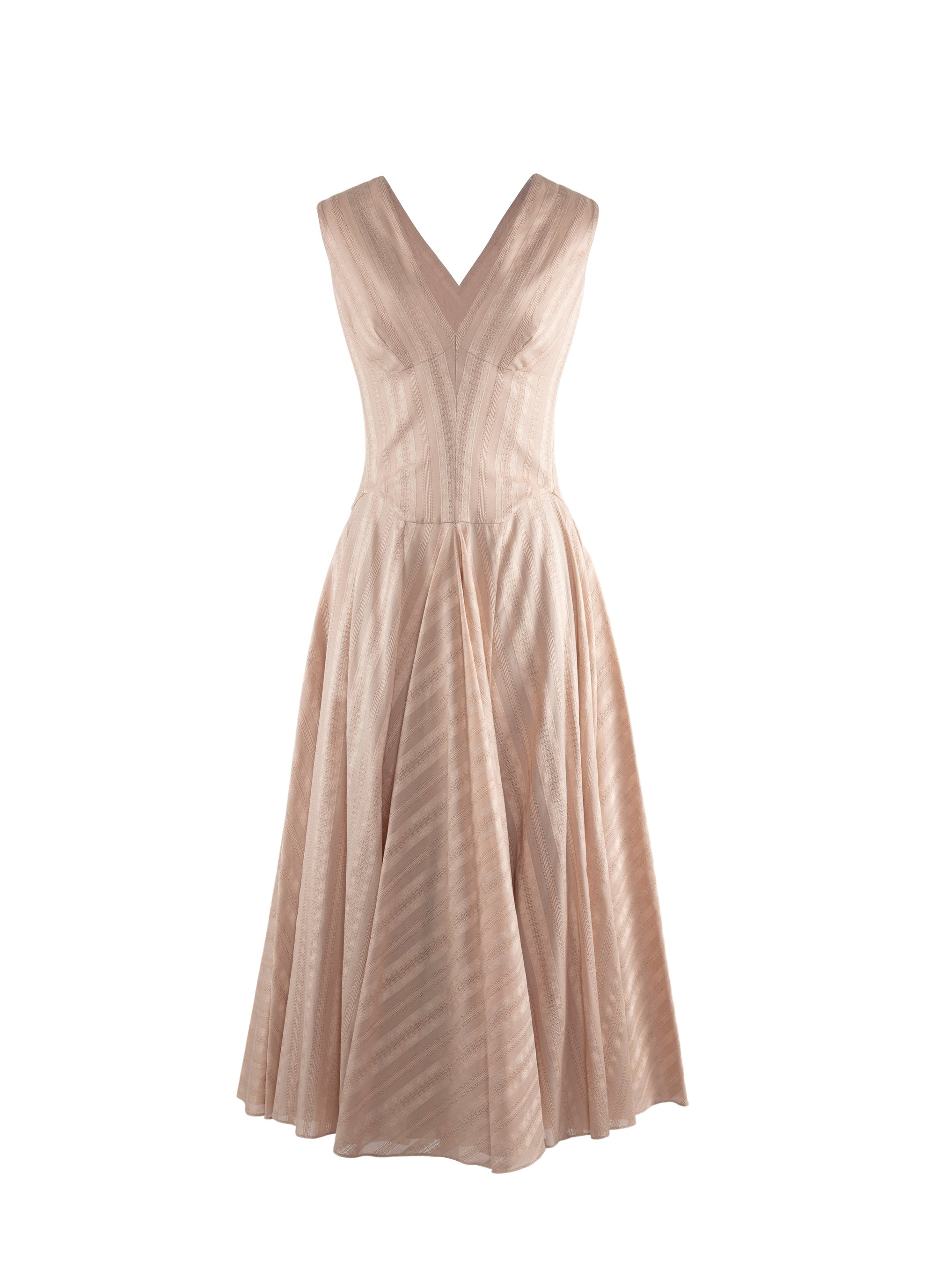 Sleeveless jacquard print dress - Nude