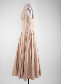 Sleeveless jacquard print dress - Nude