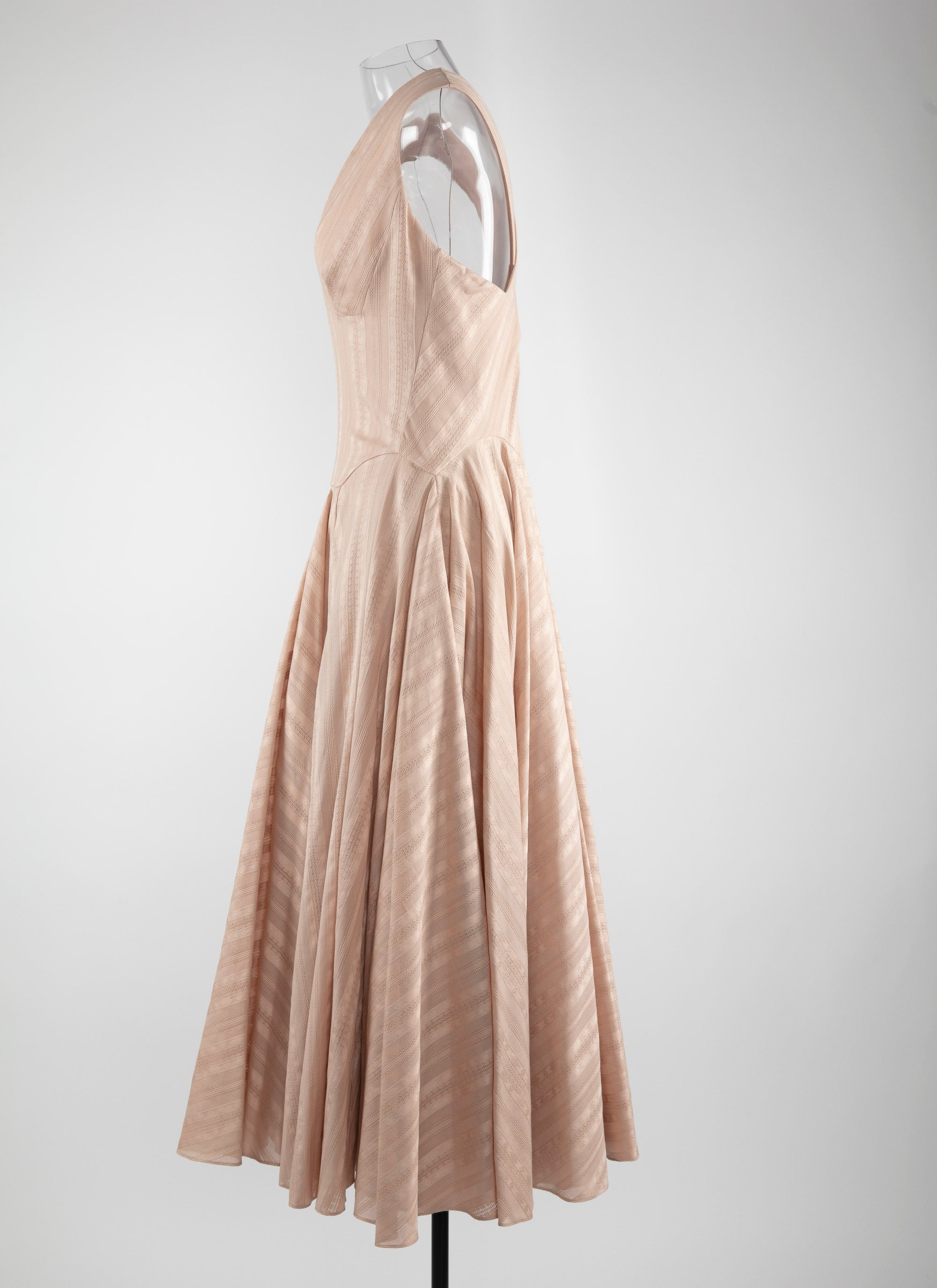 Sleeveless jacquard print dress - Nude