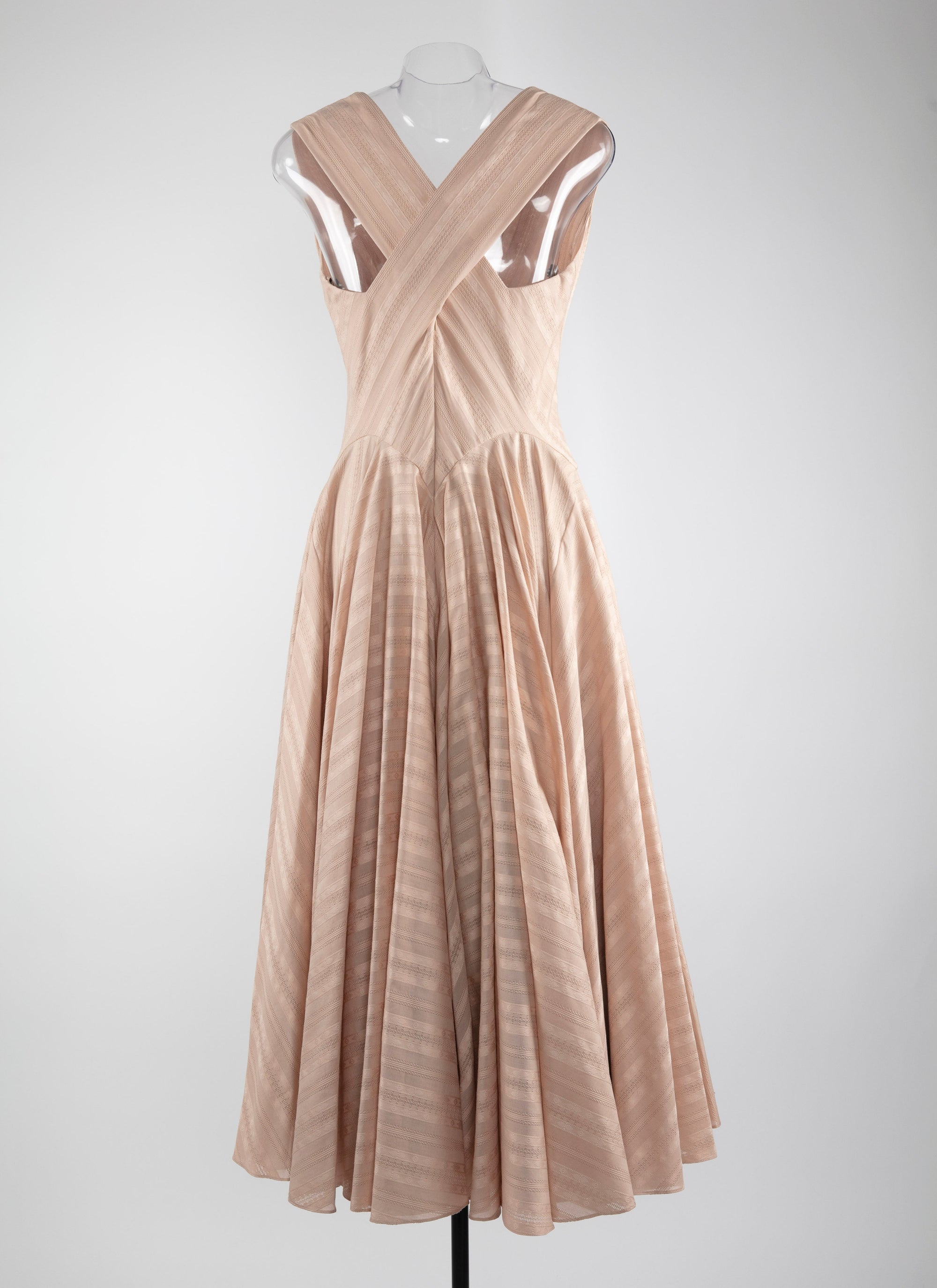 Sleeveless jacquard print dress - Nude