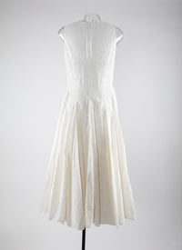 Long v-neck dress - White