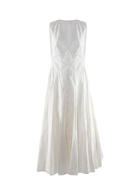 Long v-neck dress - White