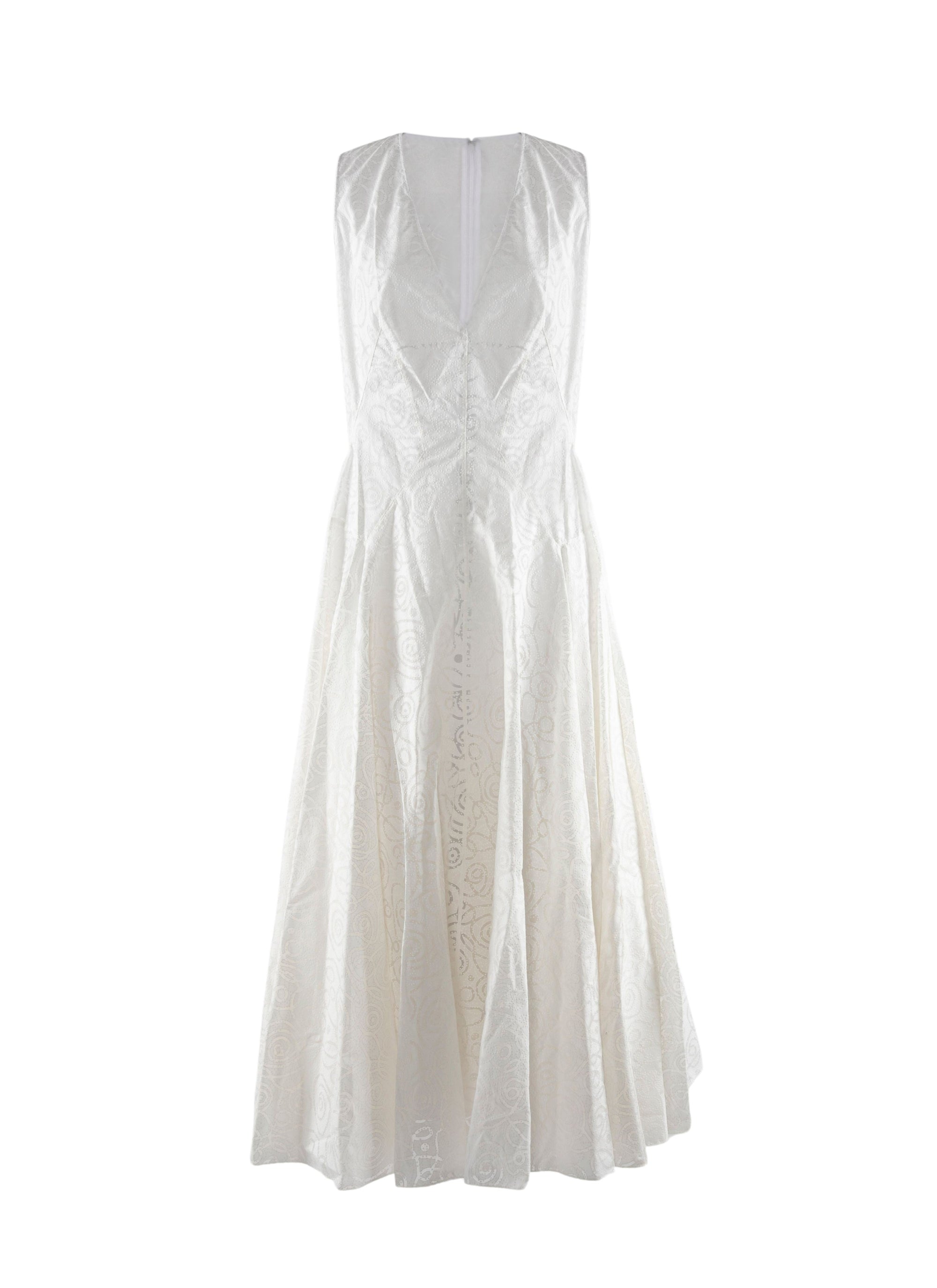 Long v-neck dress - White