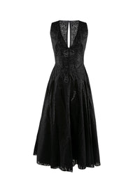 Long v-neck dress - Black intense