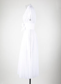 Belted midi dress - White