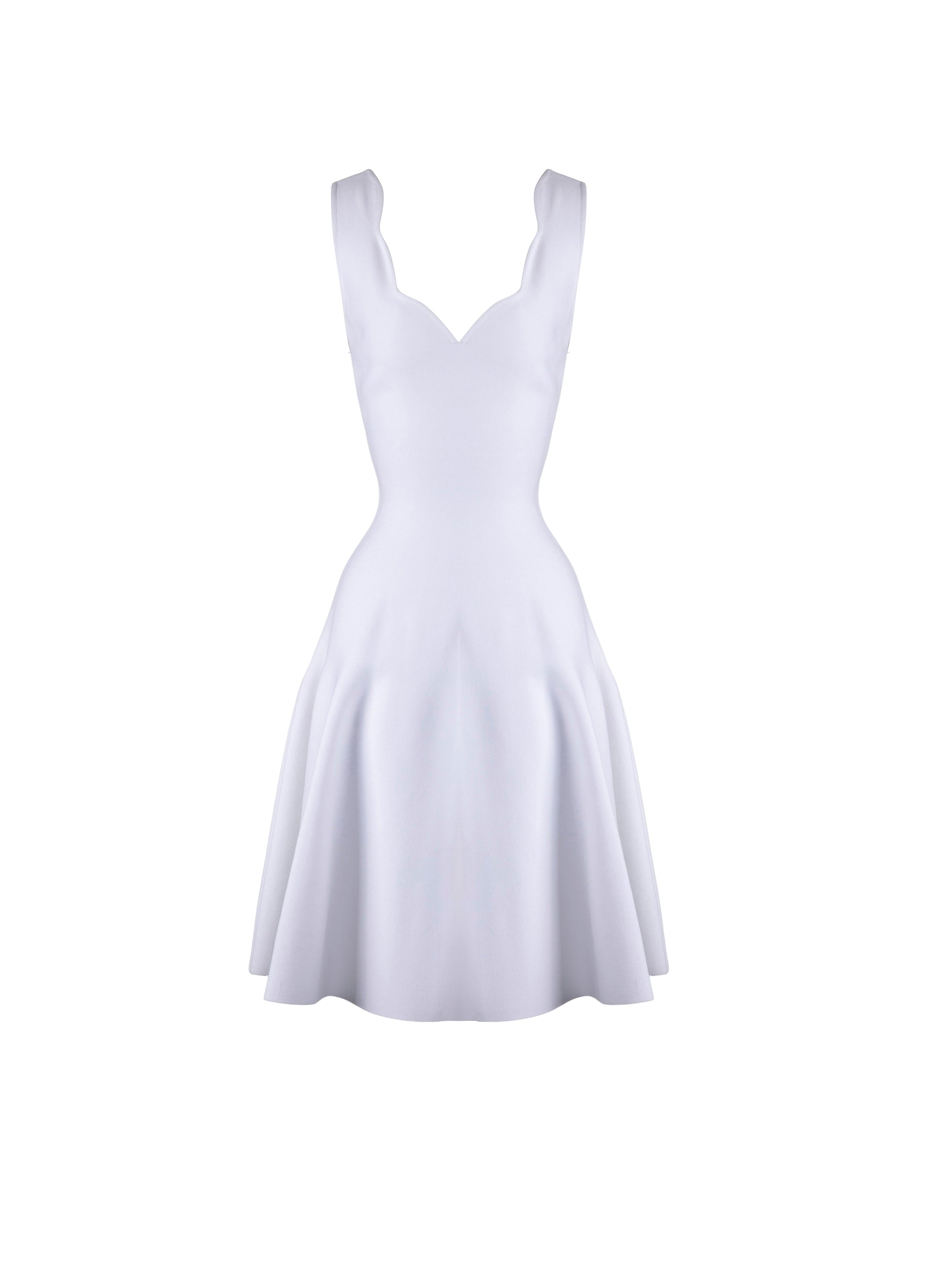 Robe courte évasée en maille - Blanc