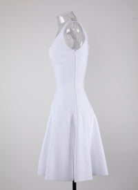 Robe courte évasée en maille - Blanc