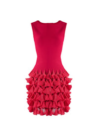 Knitted ruffle dress - Magenta