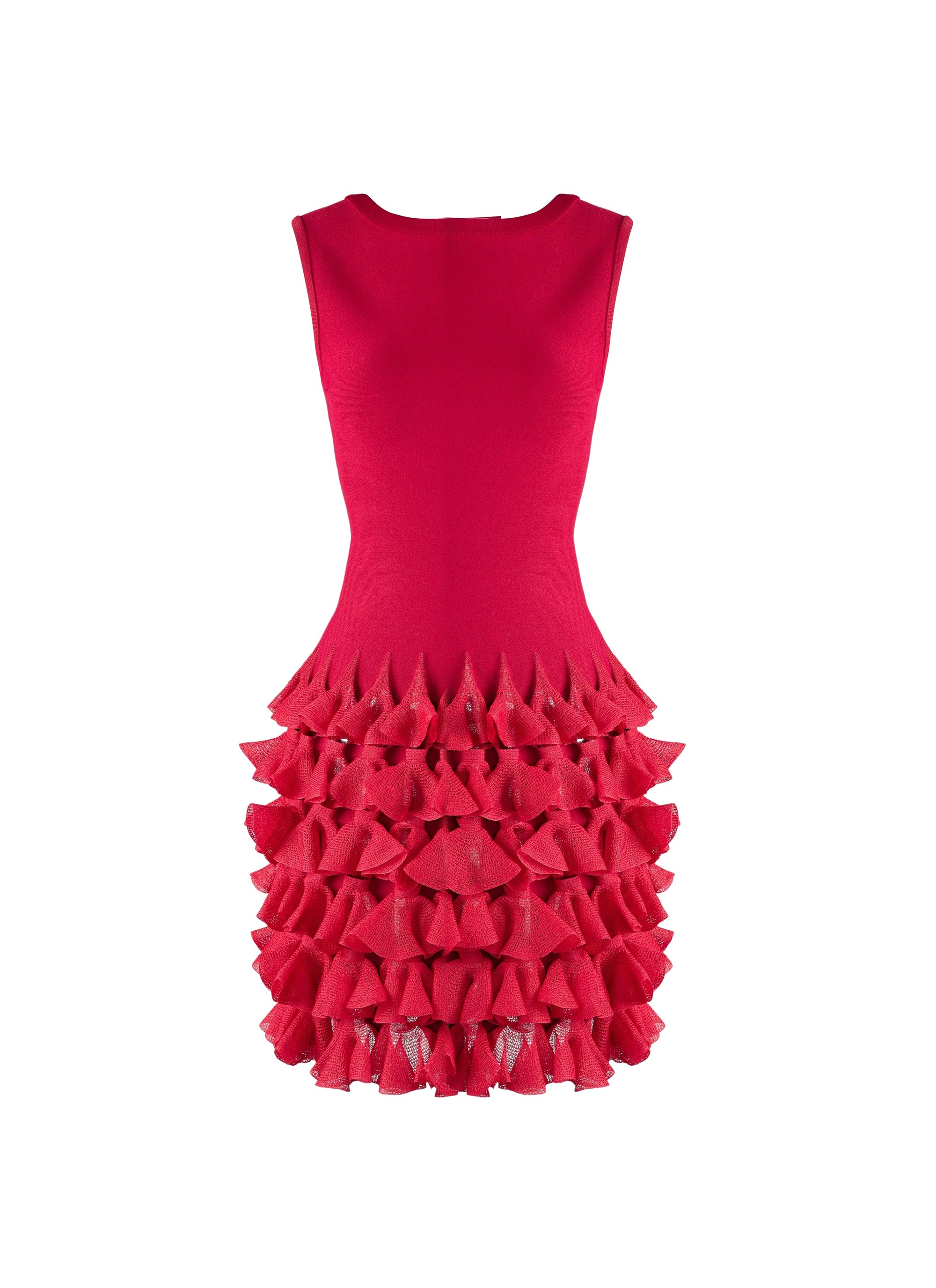 Knitted ruffle dress - Magenta