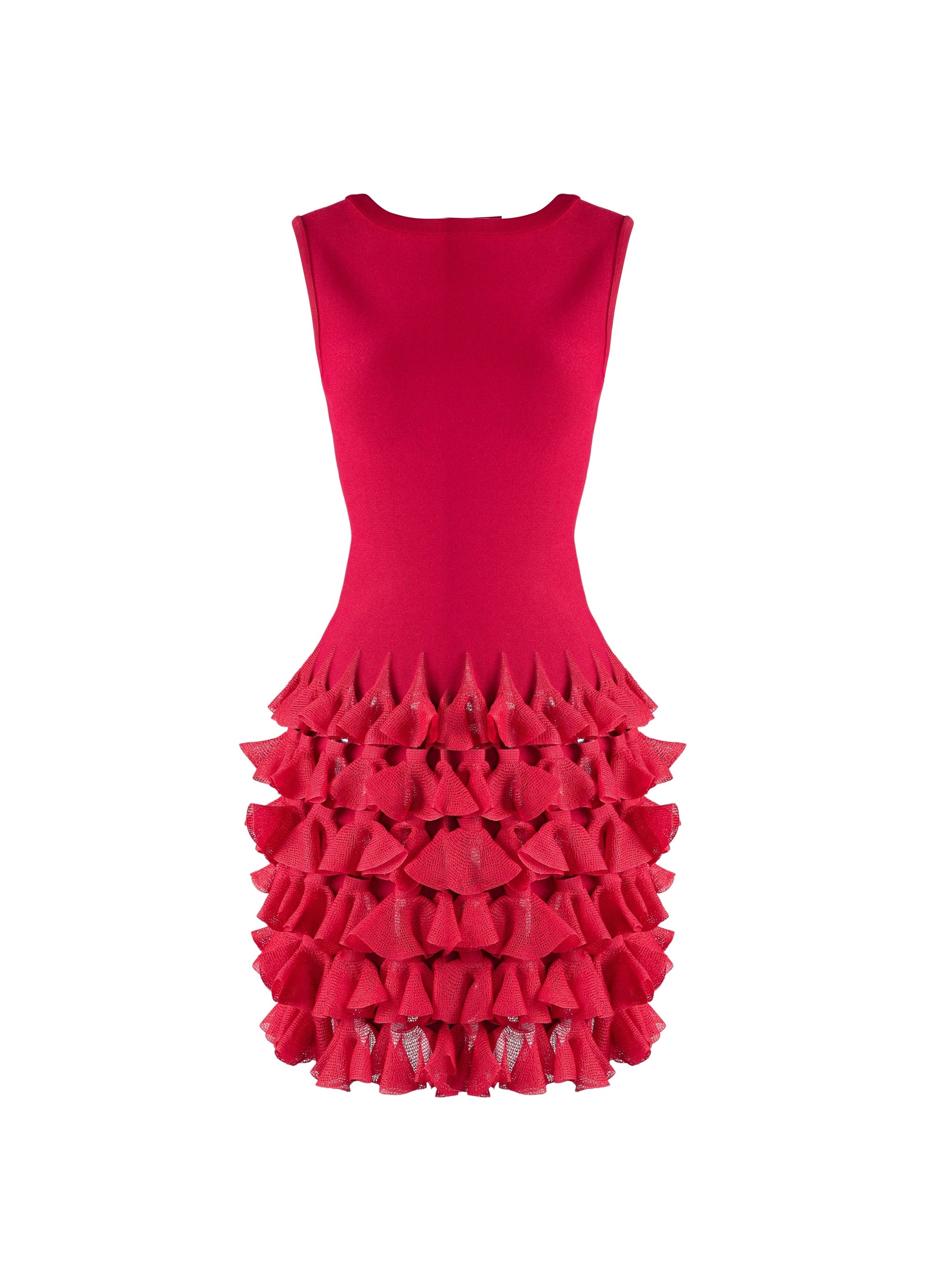 Robe à volants en soie mélangée - Magenta
