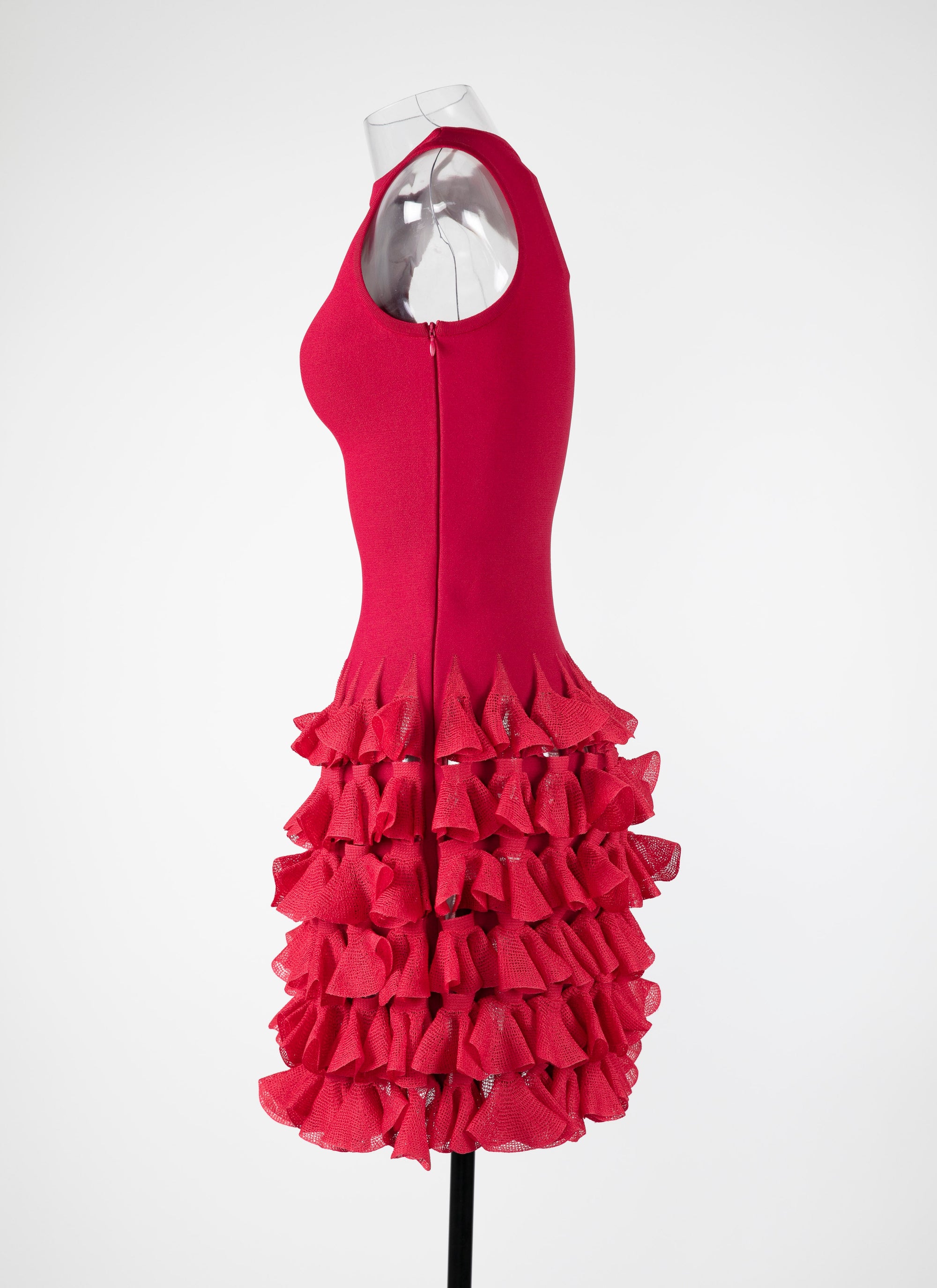 Knitted ruffle dress - Magenta