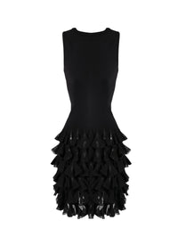 Robe à volants en maille - Noir