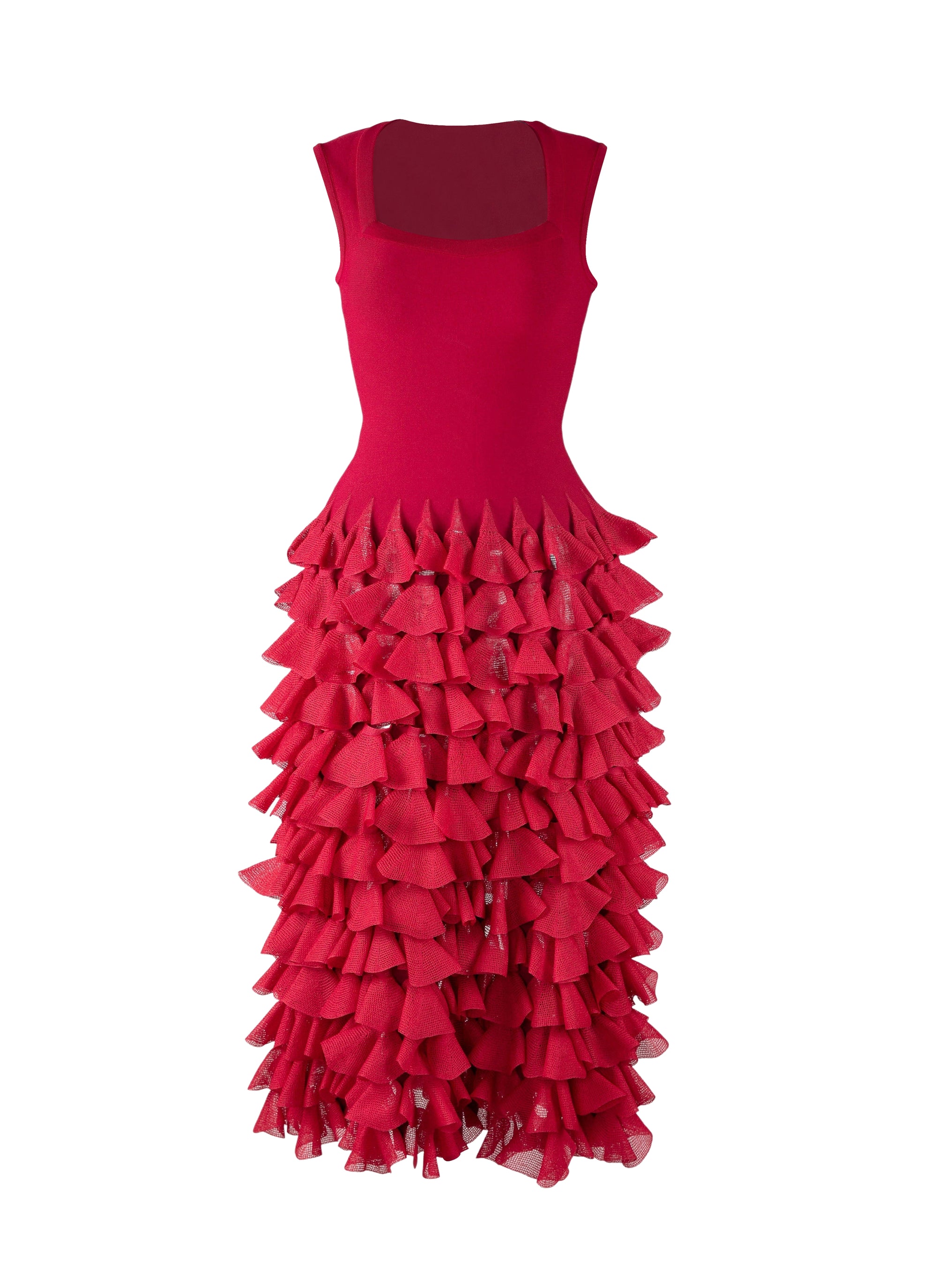 Robe longue à volants en maille - Petunia