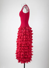 Knitted ruffle maxi dress - Petunia