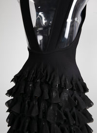 Ruffle sleeveless maxi dress - Black intense