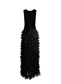 Ruffle sleeveless maxi dress - Black intense