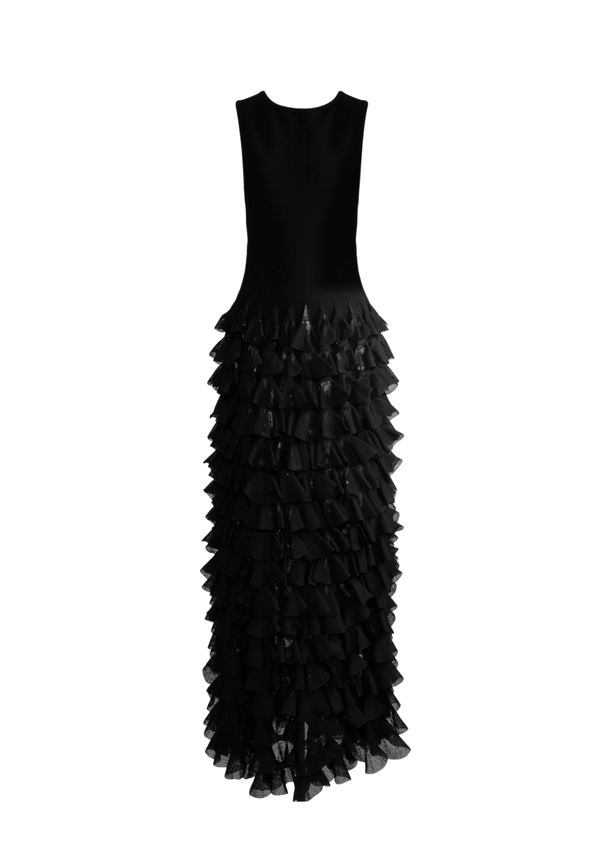 Ruffle sleeveless maxi dress - Black intense