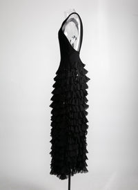 Ruffle sleeveless maxi dress - Black intense