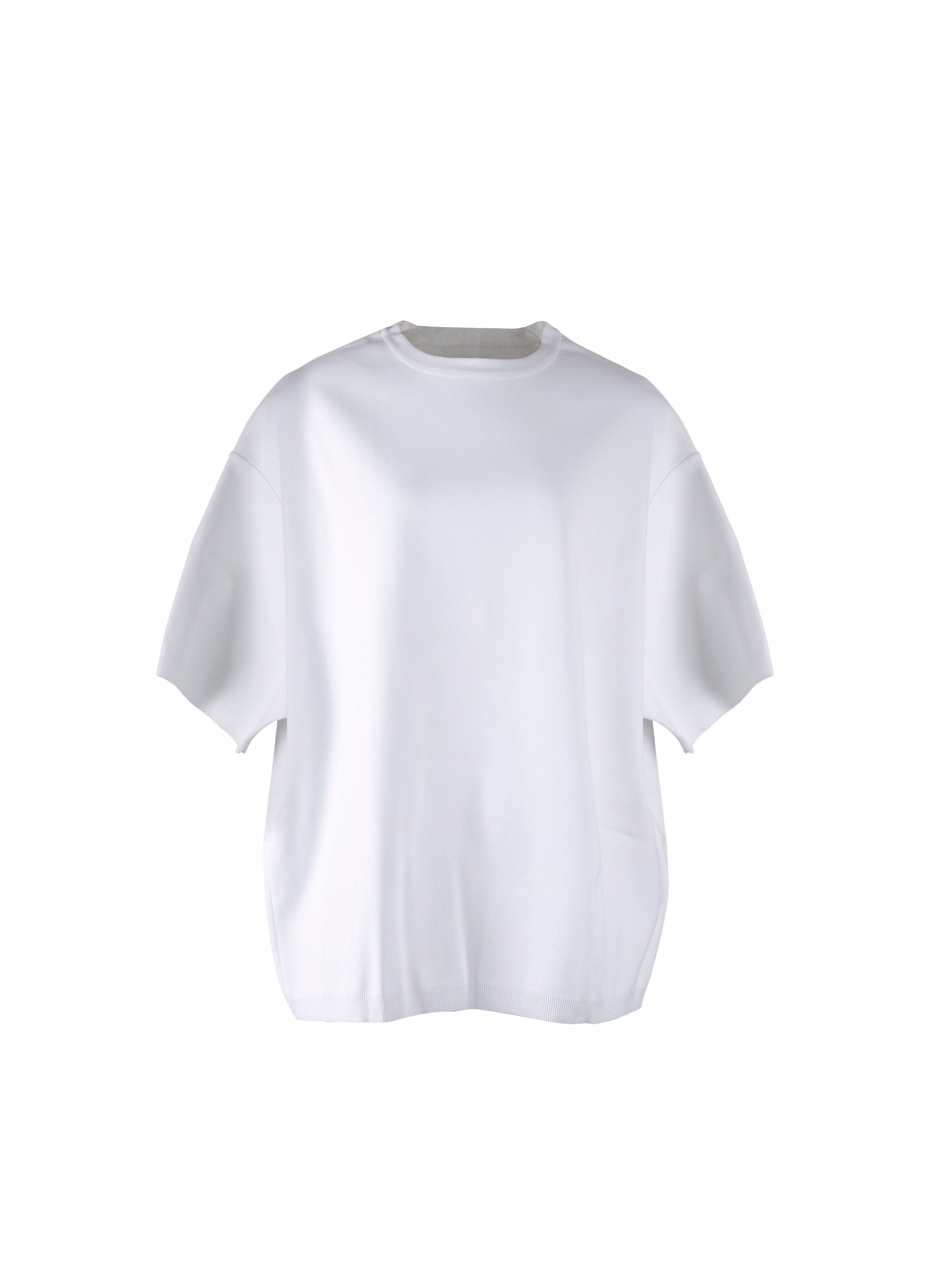 Basic short-sleeved knitted jumper - White