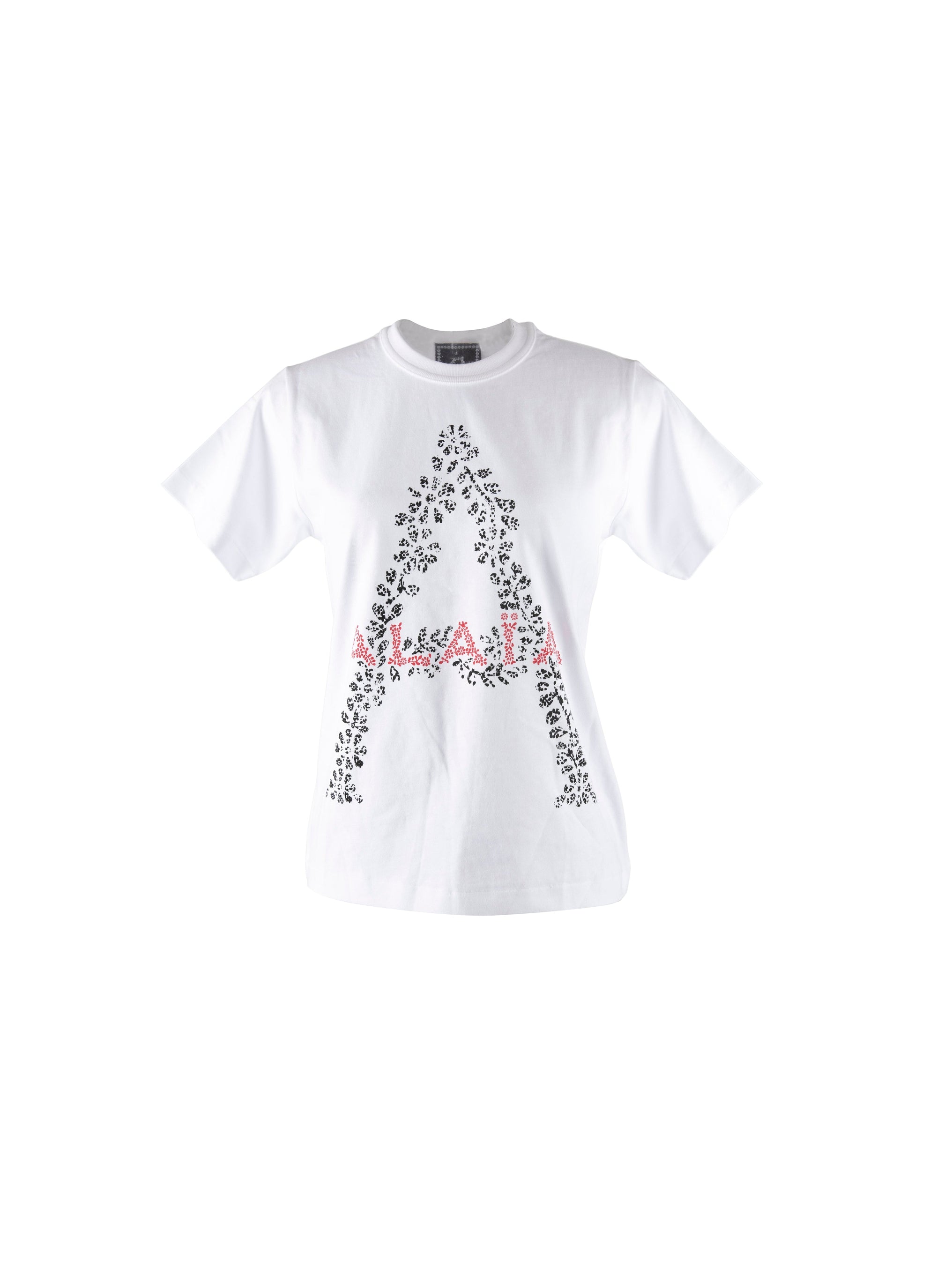 Alaïa logo round-neck t-shirt - White & Red