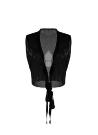 Sleeveless silk cover-up - Black intense
