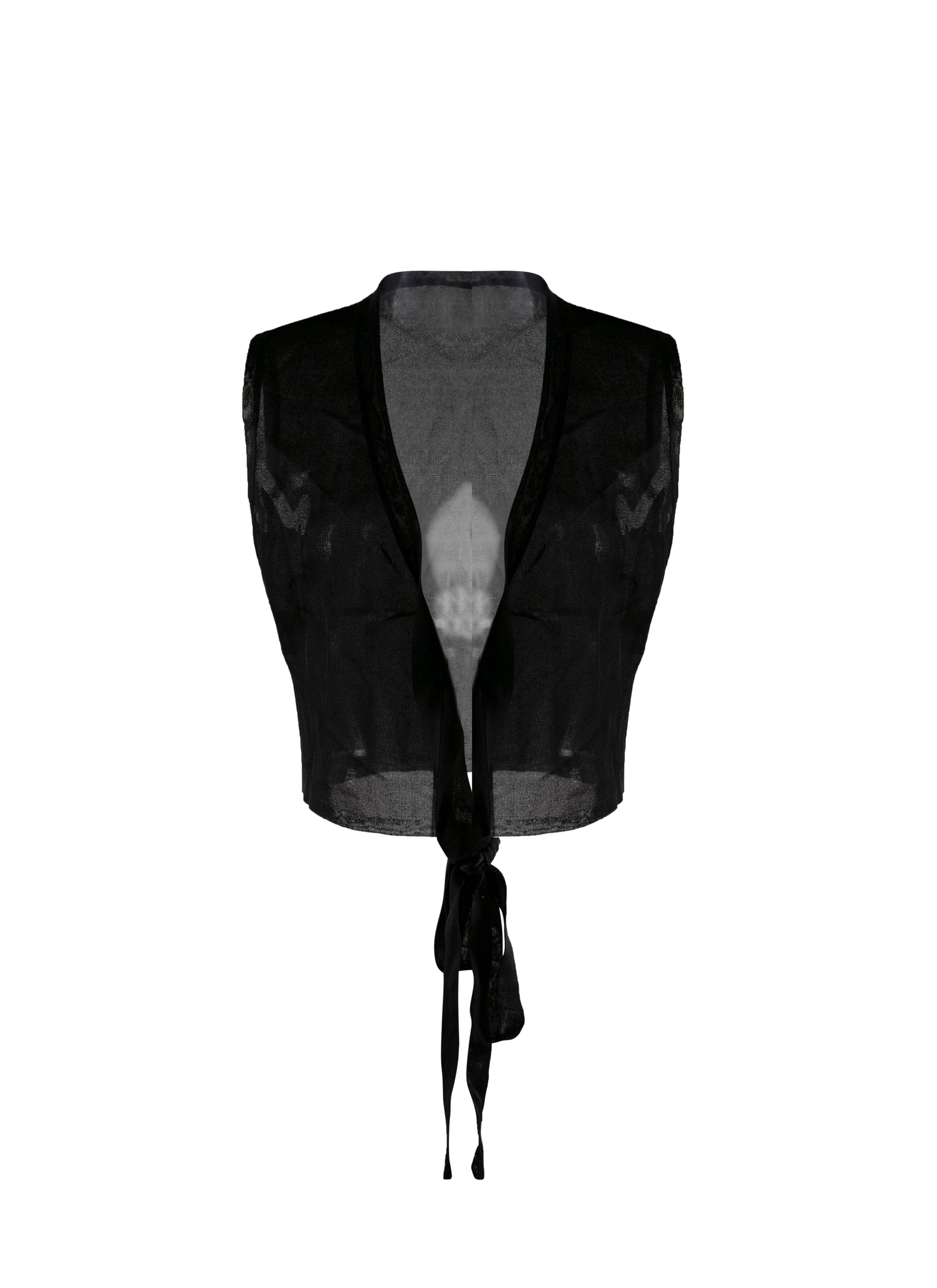Sleeveless silk cover-up - Black intense