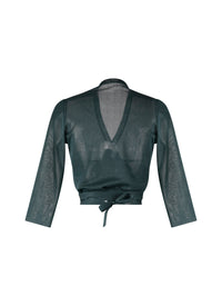 Pull fin cache-cœur en soie - Vert Imperial