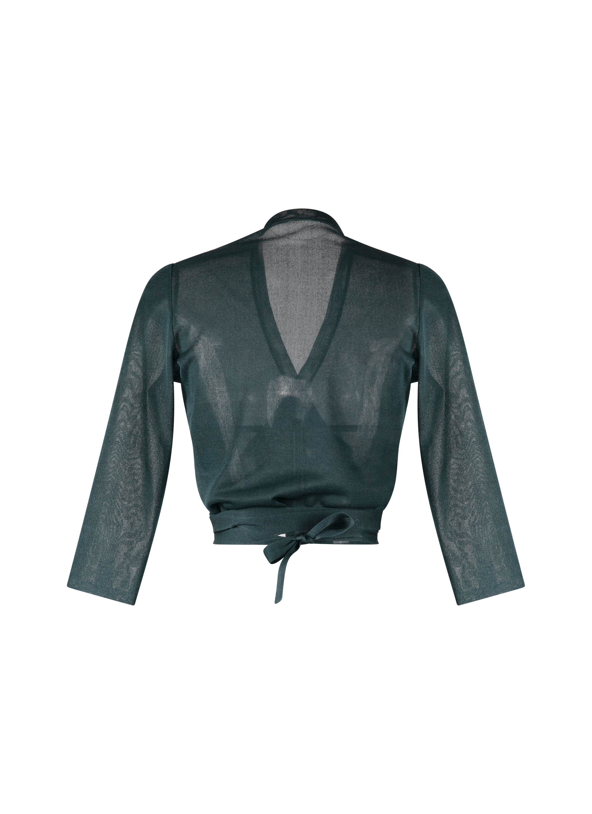 Pull fin cache-cœur en soie - Vert Imperial