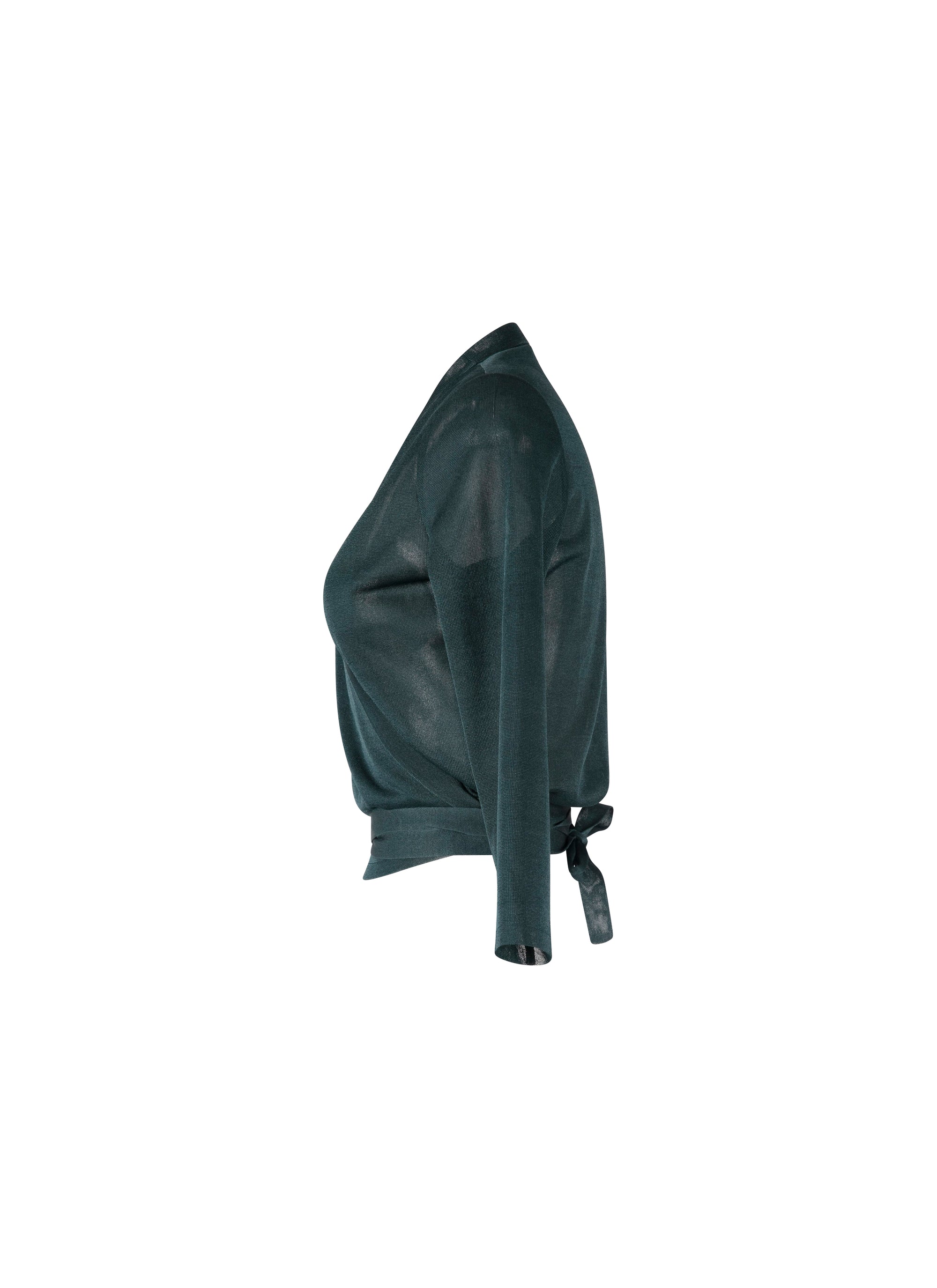Pull fin cache-cœur en soie - Vert Imperial