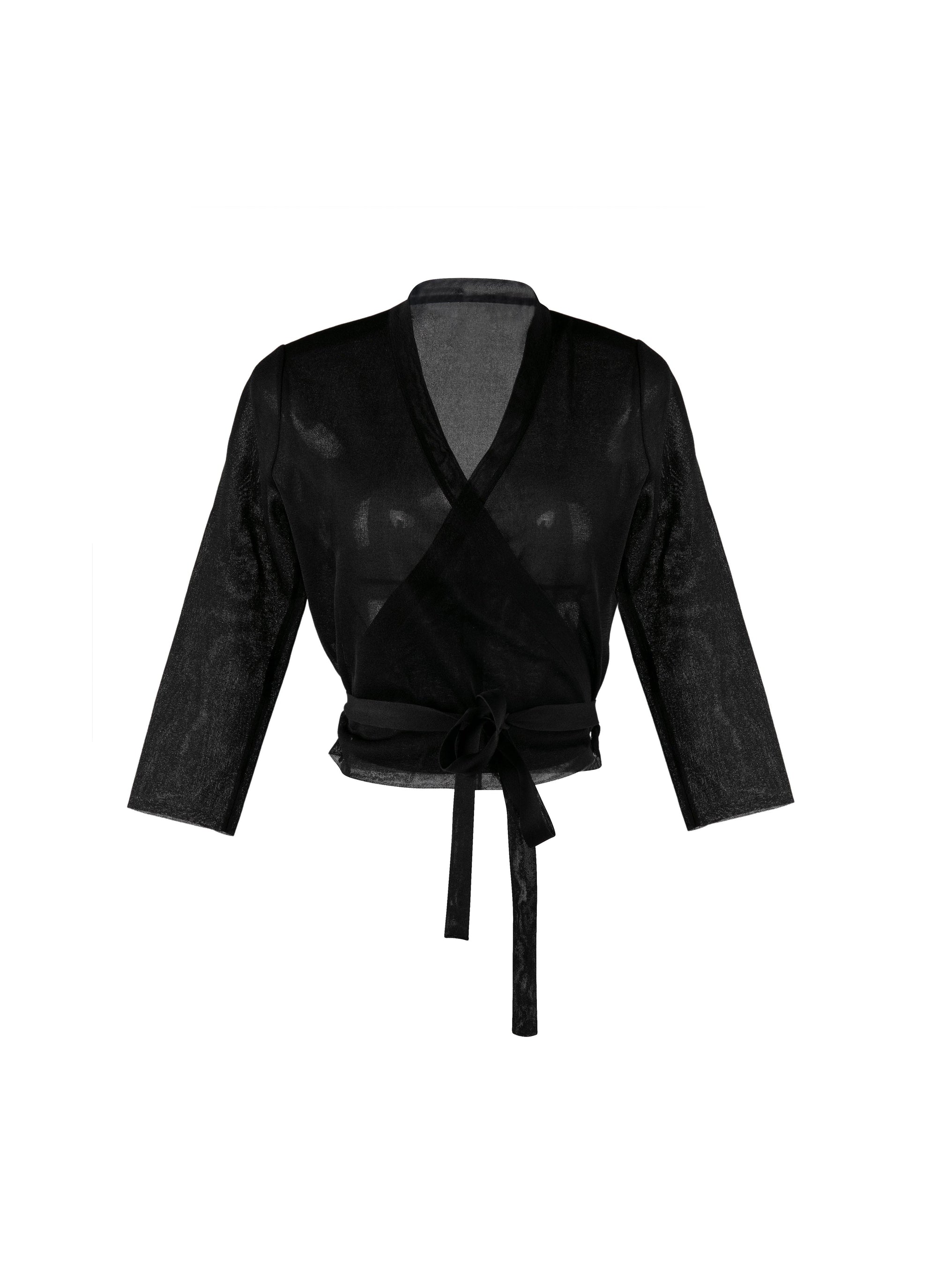 Silk wrap top - Black intense