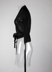 Silk wrap top - Black intense