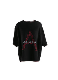 Short-sleeved jumper with piping - Black & Red