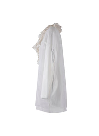 Pull à manches longues à froufrou en soie - Blanc Cassé