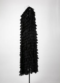 Ruffled silk cape - Black intense