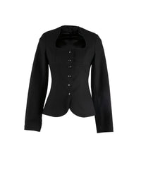 Veste à col carré en toile - Noir
