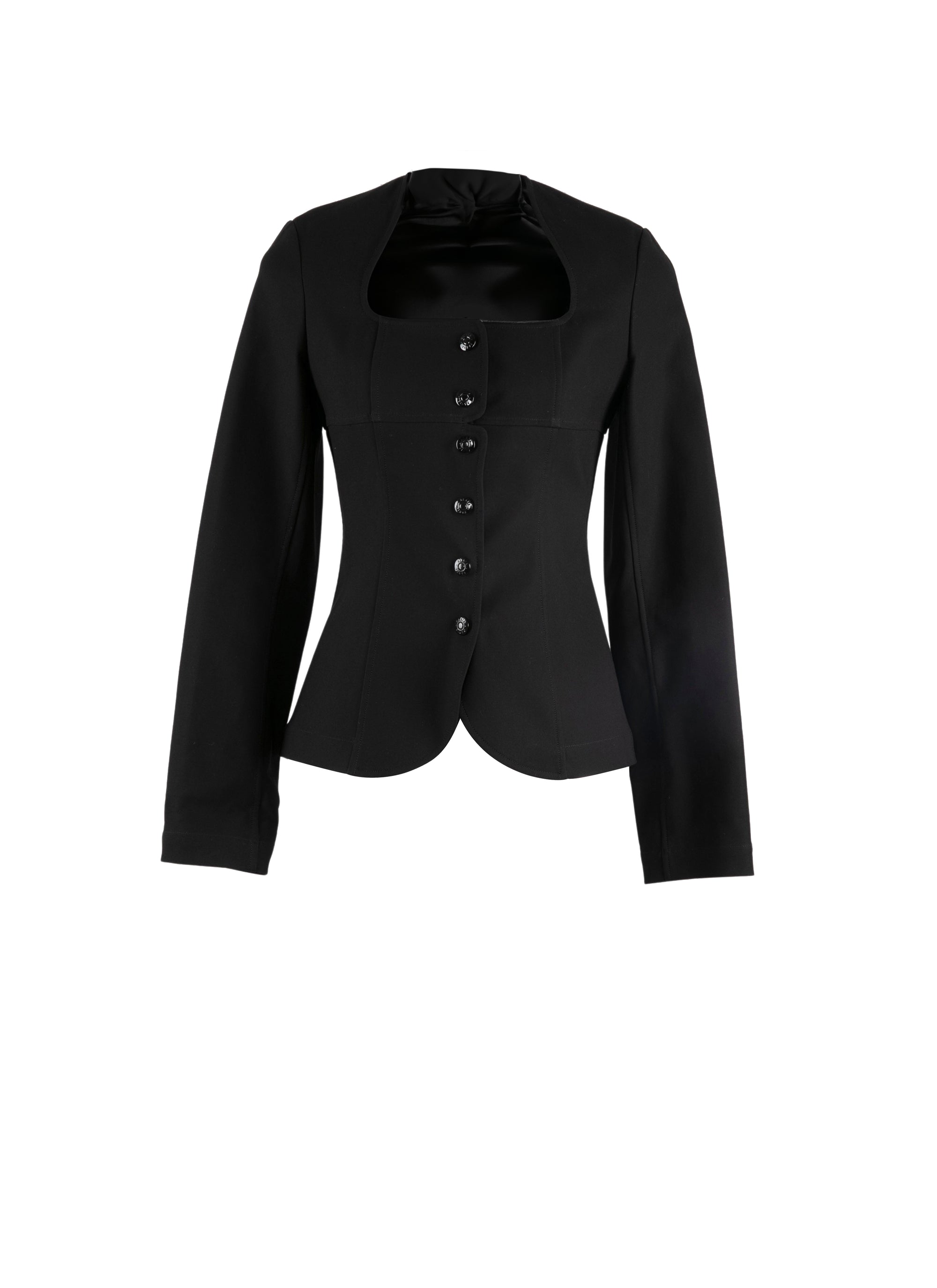 Veste à col carré en toile - Noir