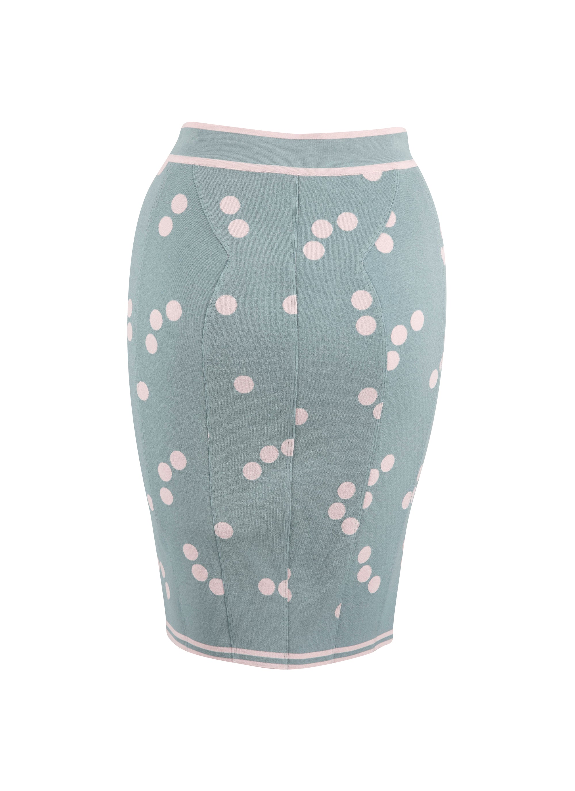 Lightweight polka dot knitted skirt - Blue & Pink