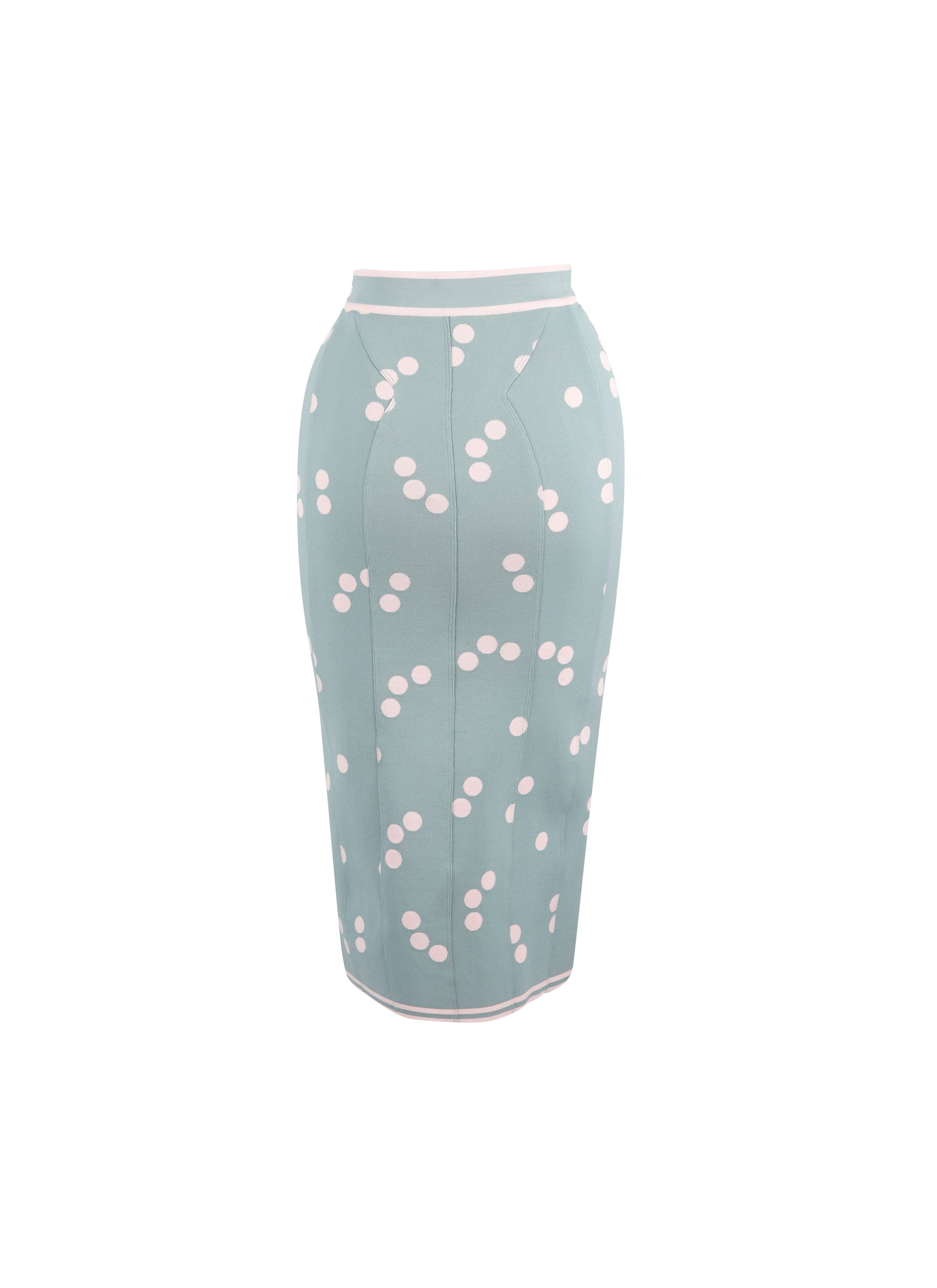 Lightweight long skirt with knitted polka dots - Blue & Pink