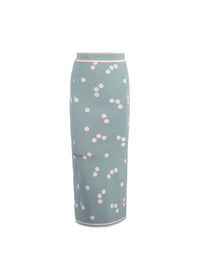 Lightweight long skirt with knitted polka dots - Blue & Pink